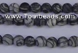 CTJ400 15.5 inches 4mm round matte black water jasper beads