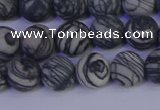 CTJ402 15.5 inches 8mm round matte black water jasper beads