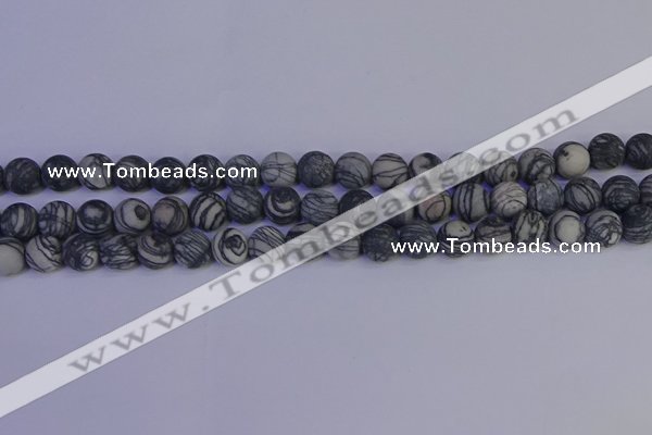 CTJ402 15.5 inches 8mm round matte black water jasper beads