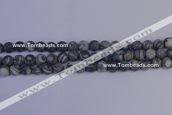 CTJ403 15.5 inches 10mm round matte black water jasper beads