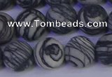 CTJ405 15.5 inches 14mm round matte black water jasper beads