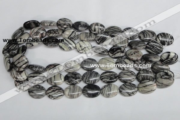 CTJ43 15.5 inches 15*20mm oval black water jasper beads wholesale