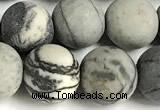 CTJ433 15 inches 10mm round matte black water jasper beads