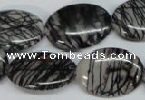 CTJ44 15.5 inches 18*25mm oval black water jasper beads wholesale