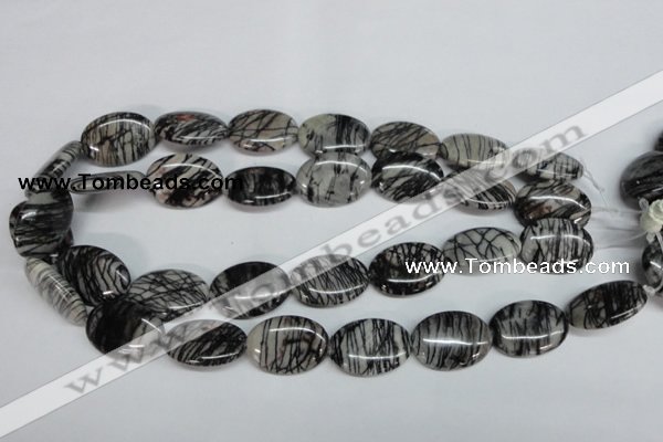 CTJ44 15.5 inches 18*25mm oval black water jasper beads wholesale