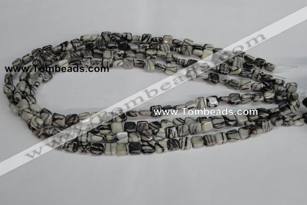 CTJ50 15.5 inches 8*8mm square black water jasper beads wholesale