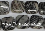 CTJ53 15.5 inches 18*18mm square black water jasper beads wholesale