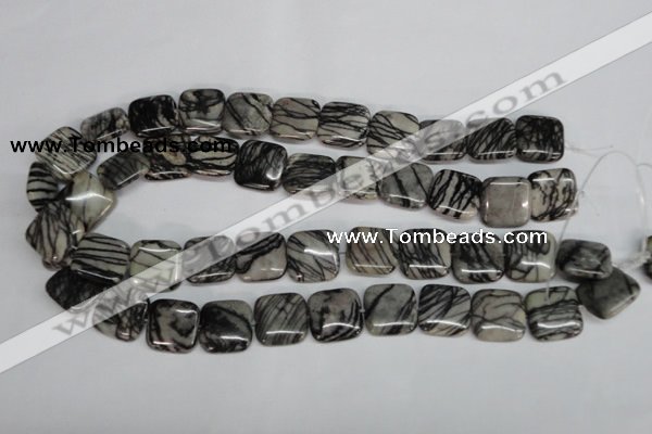 CTJ53 15.5 inches 18*18mm square black water jasper beads wholesale