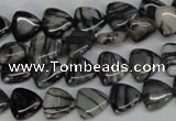 CTJ55 15.5 inches 10*10mm triangle black water jasper beads wholesale