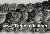 CTJ56 15.5 inches 12mm flat round black water jasper beads wholesale