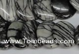 CTJ60 15.5 inches 20mm flat round black water jasper beads wholesale