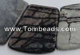 CTJ75 Top drilled 20*25mm - 26*32mm trapezoid black water jasper beads