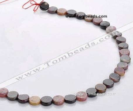 CTO01 9mm multicolored coin natural tourmaline beads Wholesale