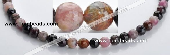 CTO02 multicolored 8mm  faceted round natural tourmaline beads