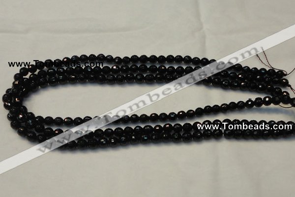 CTO107 15.5 inches 6mm faceted round natural black tourmaline beads