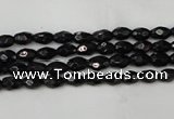CTO115 15.5 inches 4*6mm faceted rice black tourmaline beads