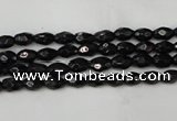 CTO115 15.5 inches 4*6mm faceted rice black tourmaline beads