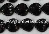 CTO129 15.5 inches 16mm twisted coin black tourmaline beads