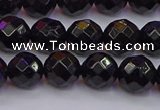 CTO137 15.5 inches 8mm faceted round black tourmaline beads