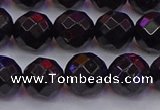 CTO138 15.5 inches 10mm faceted round black tourmaline beads
