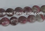 CTO202 15.5 inches 10mm flat round pink tourmaline gemstone beads