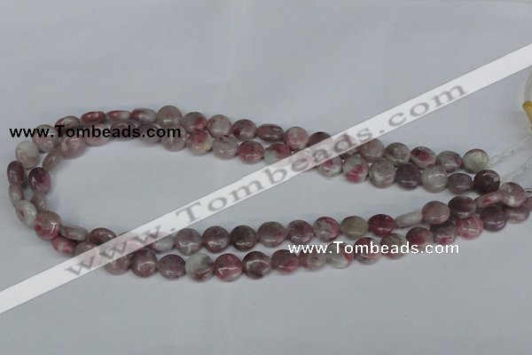 CTO202 15.5 inches 10mm flat round pink tourmaline gemstone beads