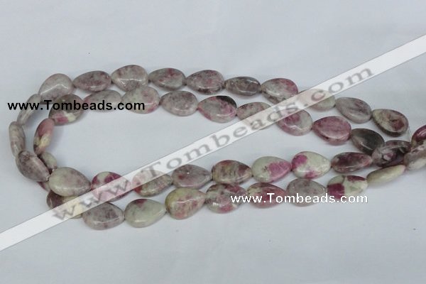 CTO214 15.5 inches 13*18mm flat teardrop pink tourmaline gemstone beads