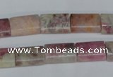 CTO215 15.5 inches 10*14mm flat tube pink tourmaline gemstone beads