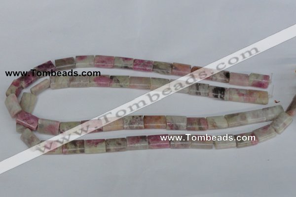 CTO215 15.5 inches 10*14mm flat tube pink tourmaline gemstone beads