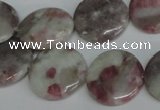 CTO235 15.5 inches 20mm flat round pink tourmaline gemstone beads