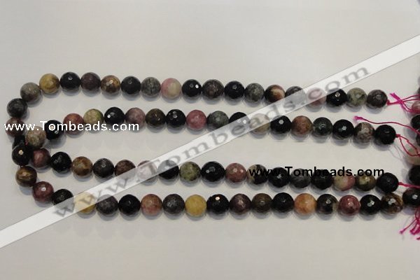 CTO30 15.5 inches 10mm faceted round natural tourmaline beads