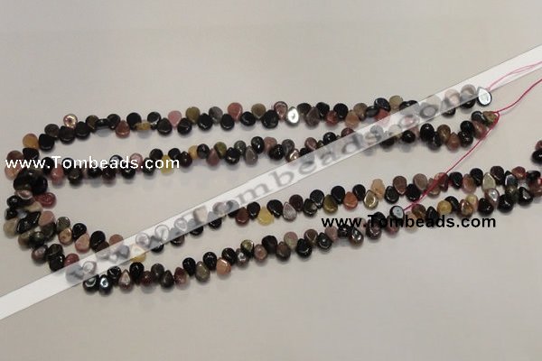 CTO37 15.5 inches 5*8mm flat teardrop natural tourmaline beads