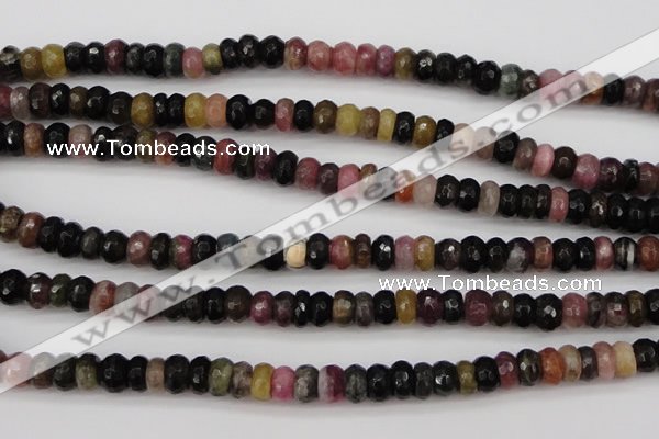 CTO376 15.5 inches 4*6mm faceted rondelle natural tourmaline beads