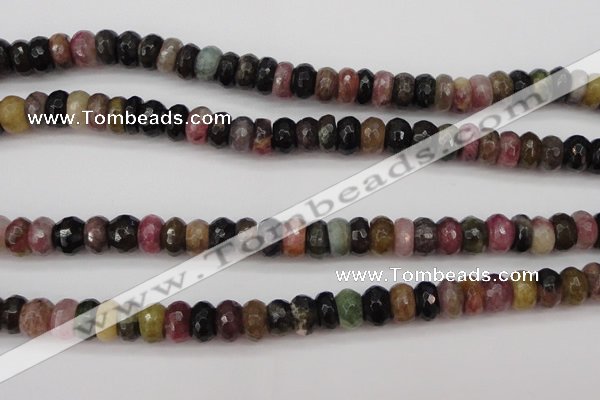 CTO377 15.5 inches 5*8mm faceted rondelle natural tourmaline beads