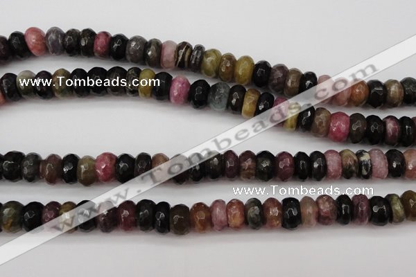 CTO378 15.5 inches 6*10mm faceted rondelle natural tourmaline beads