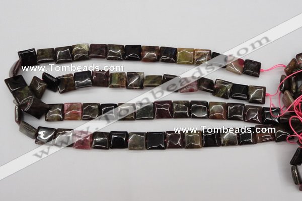 CTO388 15.5 inches 12*12mm square natural tourmaline beads wholesale