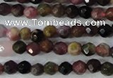 CTO460 15.5 inches 4mm faceted round natural tourmaline gemstone beads