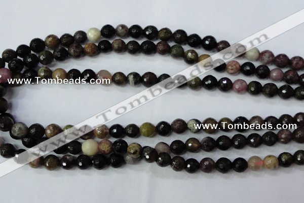 CTO462 15.5 inches 7mm faceted round natural tourmaline gemstone beads