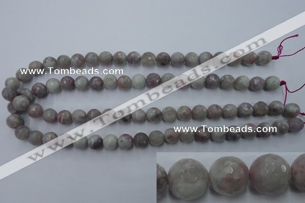 CTO483 15.5 inches 10mm faceted round pink tourmaline gemstone beads