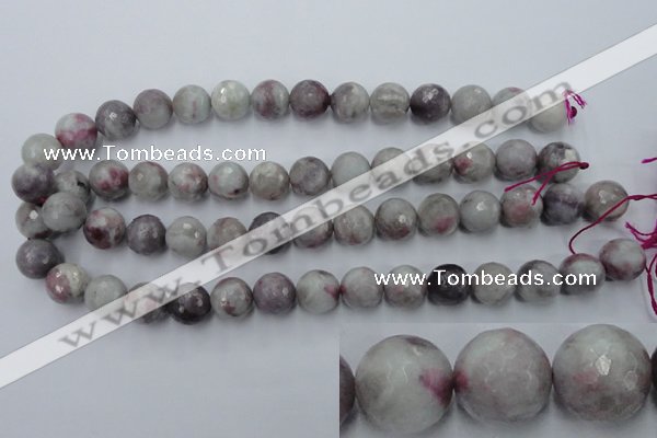 CTO485 15.5 inches 14mm faceted round pink tourmaline gemstone beads