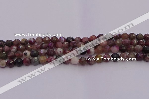 CTO635 15.5 inches 6mm faceted round tourmaline gemstone beads