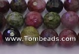 CTO636 15.5 inches 8mm faceted round tourmaline gemstone beads