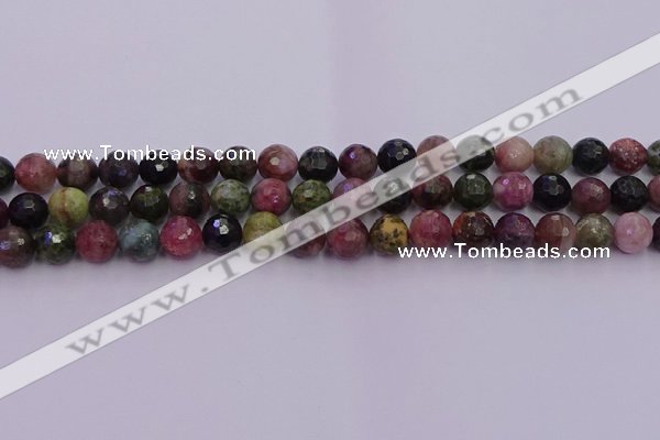 CTO636 15.5 inches 8mm faceted round tourmaline gemstone beads