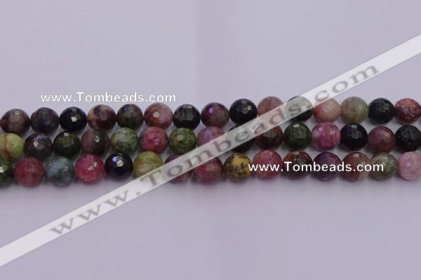 CTO637 15.5 inches 10mm faceted round tourmaline gemstone beads