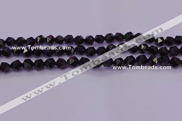 CTO645 15.5 inches 6mm faceted nuggets black tourmaline beads