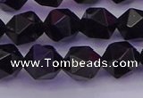 CTO647 15.5 inches 10mm faceted nuggets black tourmaline beads