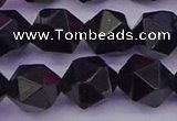 CTO648 15.5 inches 12mm faceted nuggets black tourmaline beads