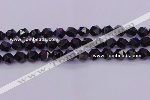 CTO648 15.5 inches 12mm faceted nuggets black tourmaline beads