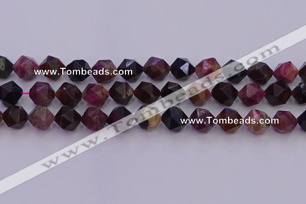 CTO652 15.5 inches 10mm faceted nuggets tourmaline gemstone beads