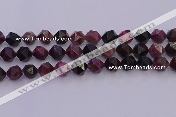 CTO653 15.5 inches 12mm faceted nuggets tourmaline gemstone beads